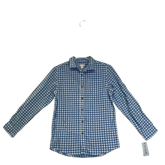 Cat And Jack Boys Shirt Blue White Plaid Buttoned Shirt Sz 16 XLarge NWT - Picture 1 of 8